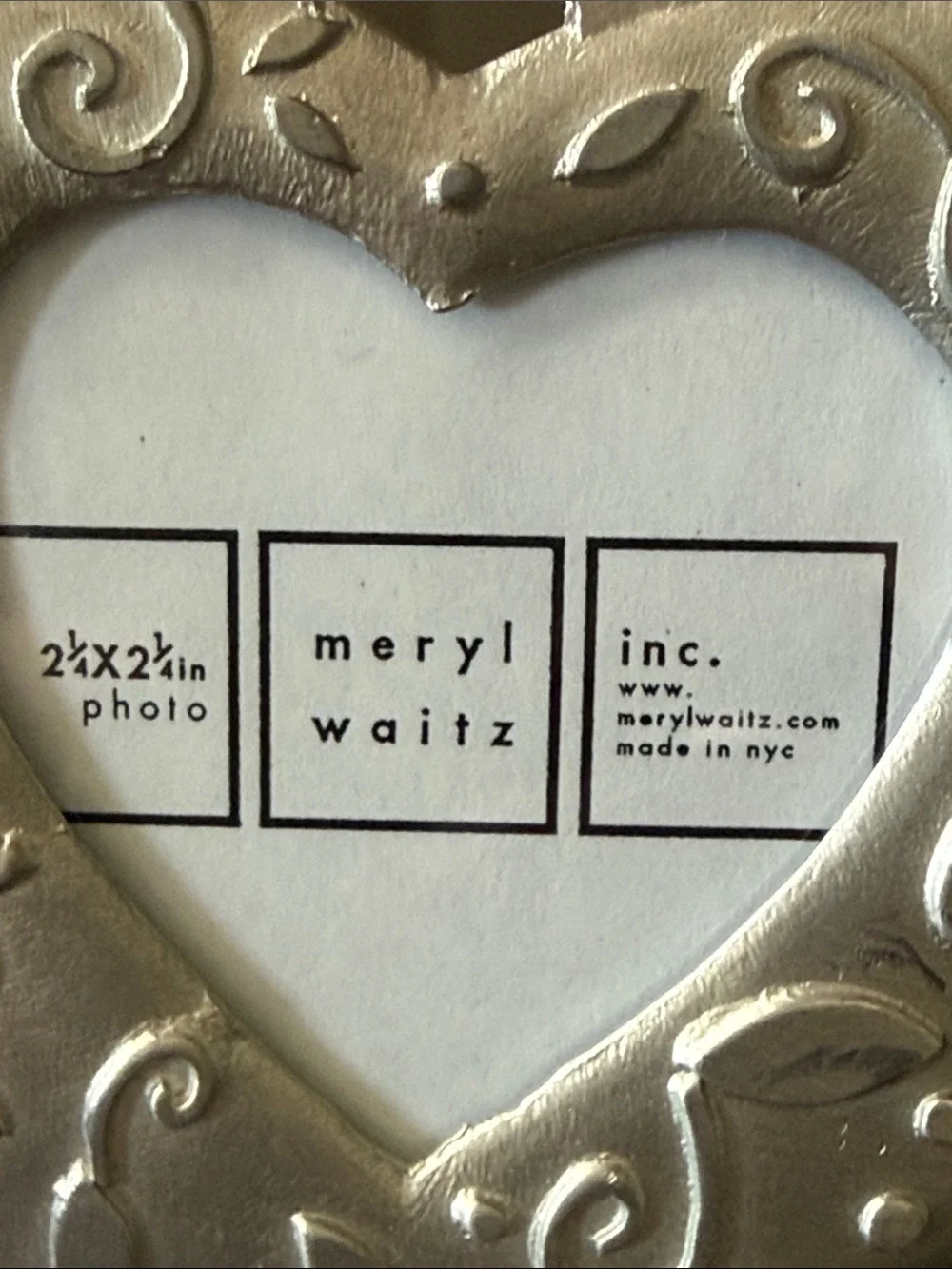 Meryl Waitz Pewter Heart Photo Frame – Made in NYC, 1994